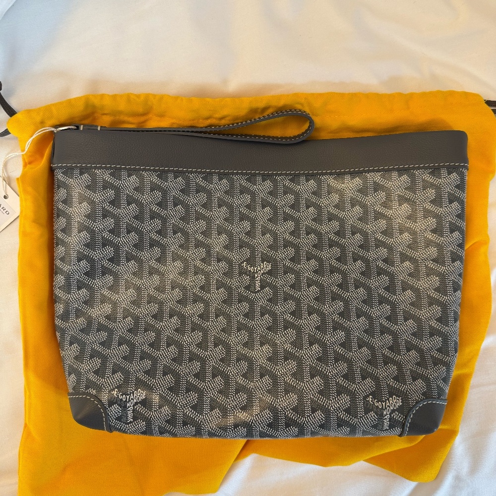 New Goyard Grey Conti Pouch/Clutch/Organizer w/Wristlet
